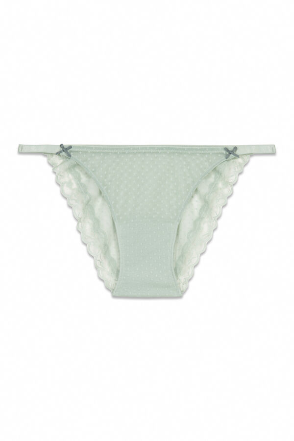 Women'secret Cueca cl&aacute;ssica de renda verde com tiras verde