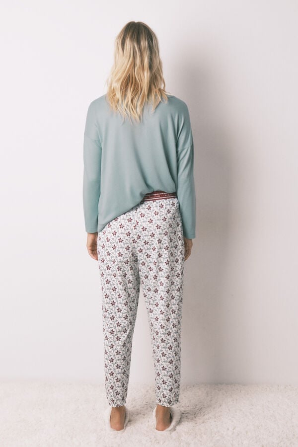 Women'secret Pantal&oacute;n largo 100% algod&oacute;n estampado flores estampado