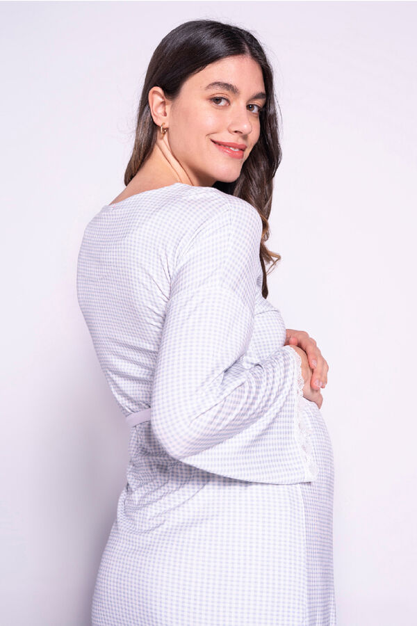 Womensecret Roupão para grávida com padrão vichy azul