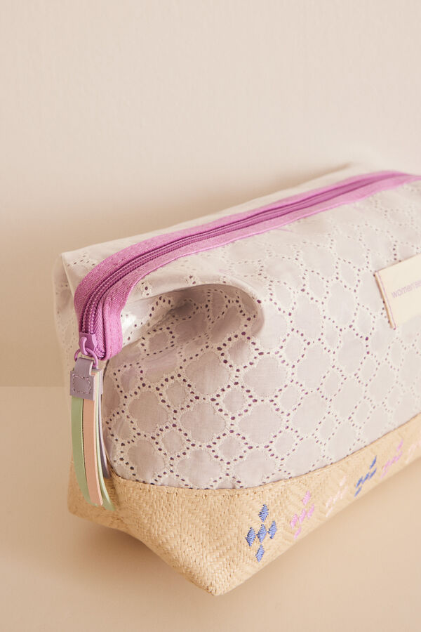 Women'secret Neceser mediano bordado suizo  kaki