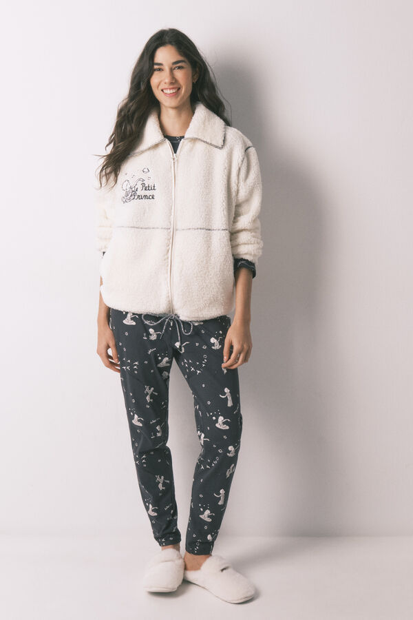 Women'secret Robe curta estampado O Principezinho em sherpa branca branco