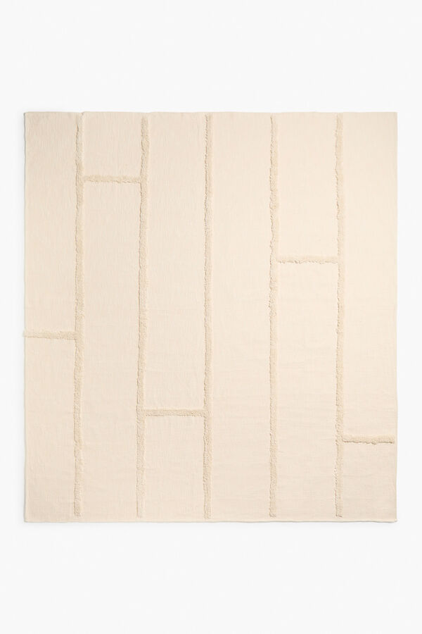 Calma House Colcha de algod&atilde;o com motivo em tufting cru Bagua estampado