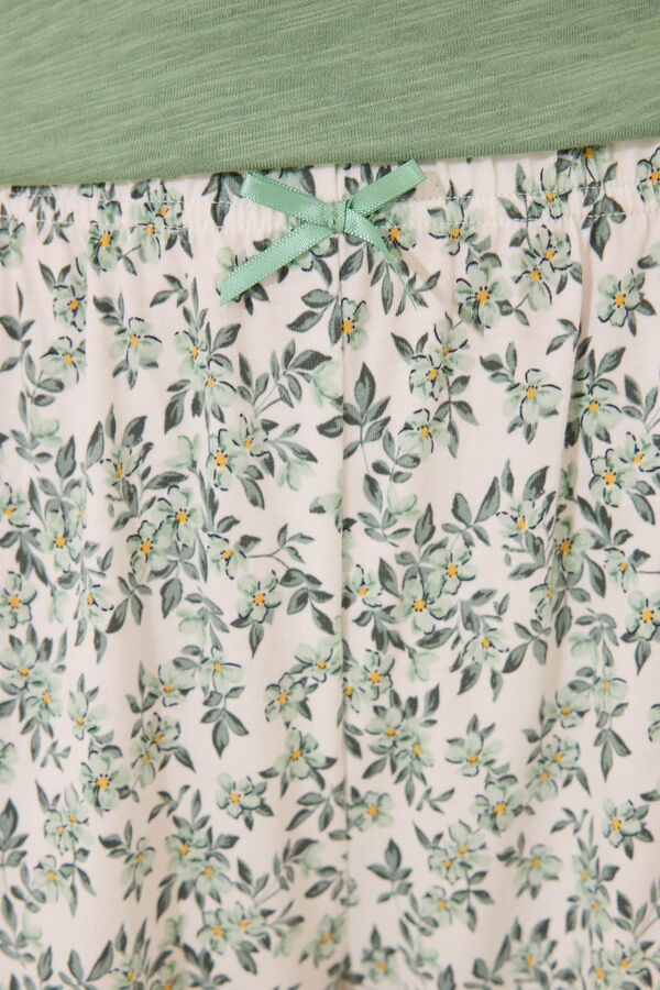 Women'secret Pijama Capri 100% algod&oacute;n verde verde