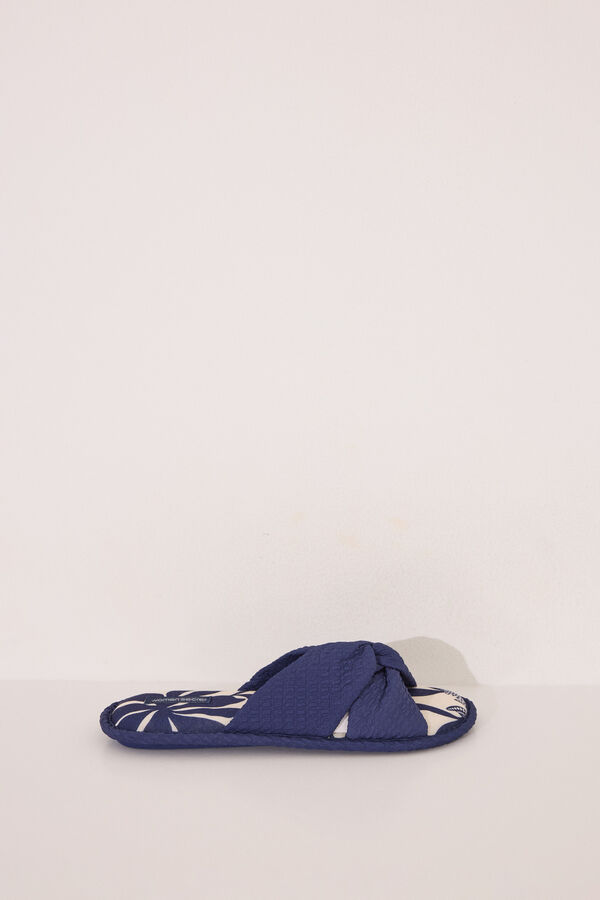 Women'secret Chinelos de quarto com estampado de flores azuis azul