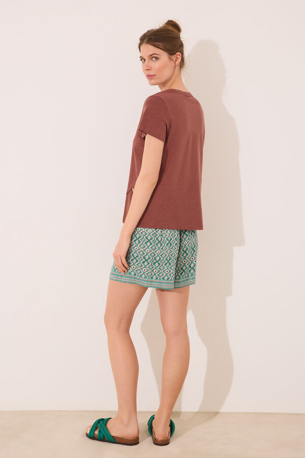 Women'secret Cal&ccedil;a de viscose com estampado geom&eacute;trica  verde