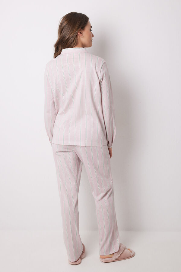 Women'secret Pijama camisero largo 100% algod&oacute;n rayas  naranja
