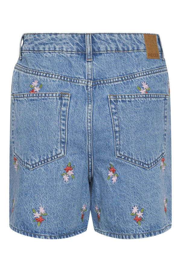 Pieces Short denim estampado floral azul