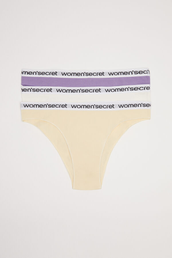 Women'secret Pack 3 cuequinhas brasileiras algod&atilde;o logo branco