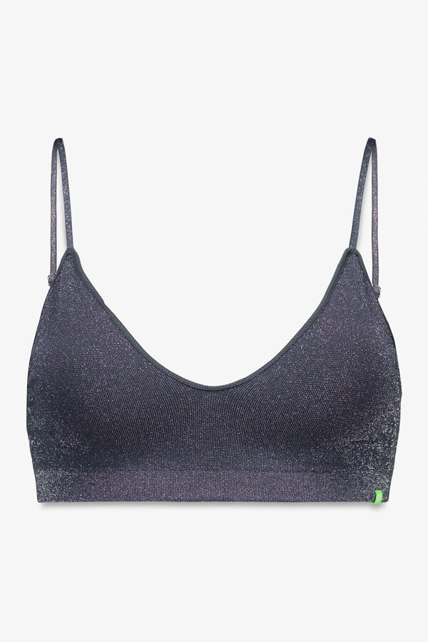 HI&BYE Soutien triangular de lurex sem costura preto cinzento