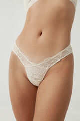 Black Limba Tanga en V de encaje Carrie Cream marfil