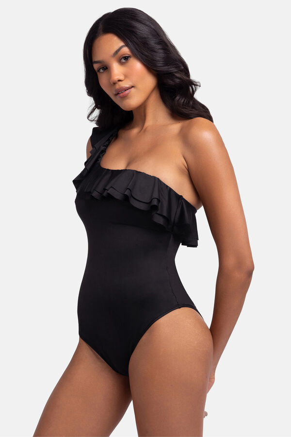 Dorina Bañador asimétrico volante negro negro