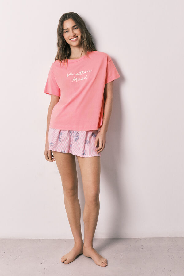 Women'secret Pijama curto em algod&atilde;o rosa rosa
