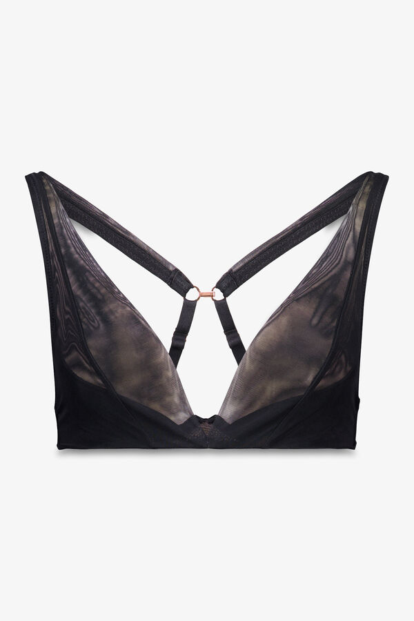 Women'secret Soutien halter de tule preto com fecho especial  preto