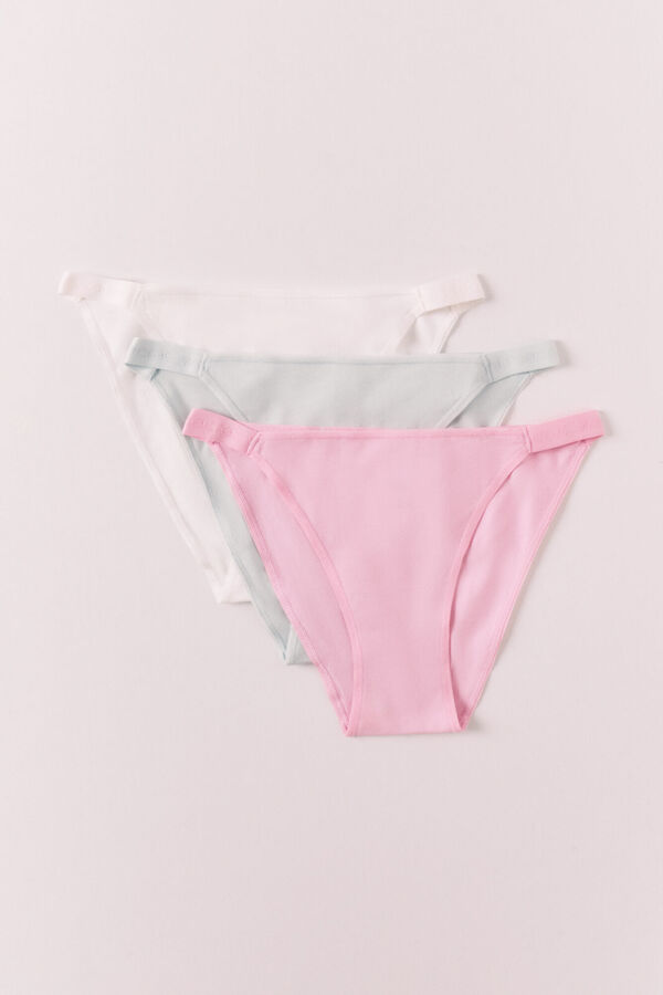 Women'secret Pack 3 cuecas cl&aacute;ssicas de algod&atilde;o mix logo branco