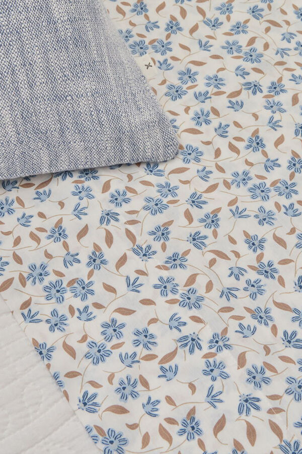 Textura Lençol de algodão estampado com flores azul
