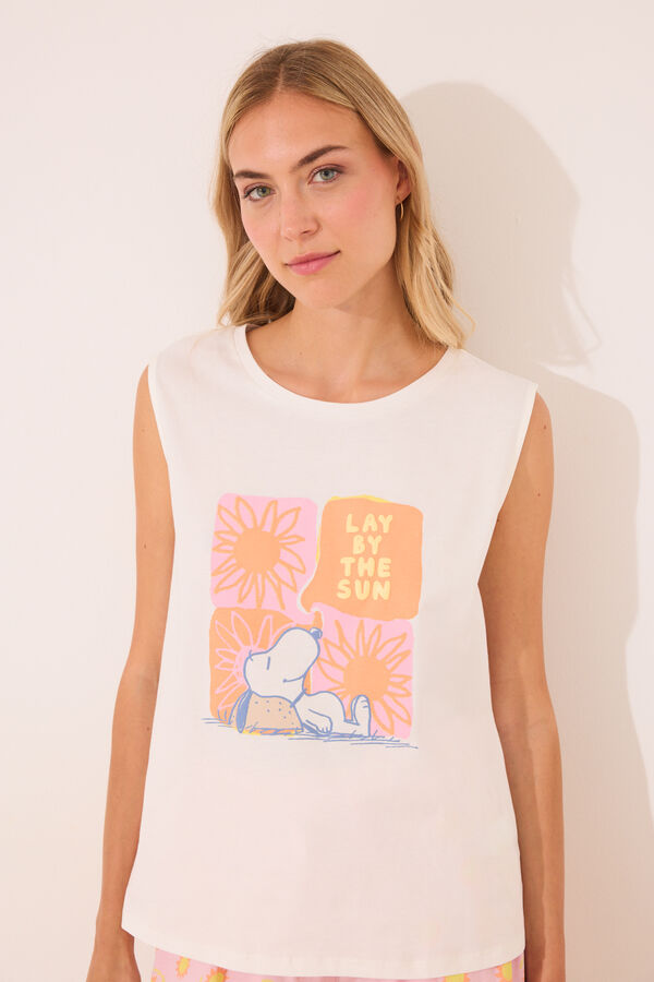 Women'secret Pijama curto com sola Snoopy  bege