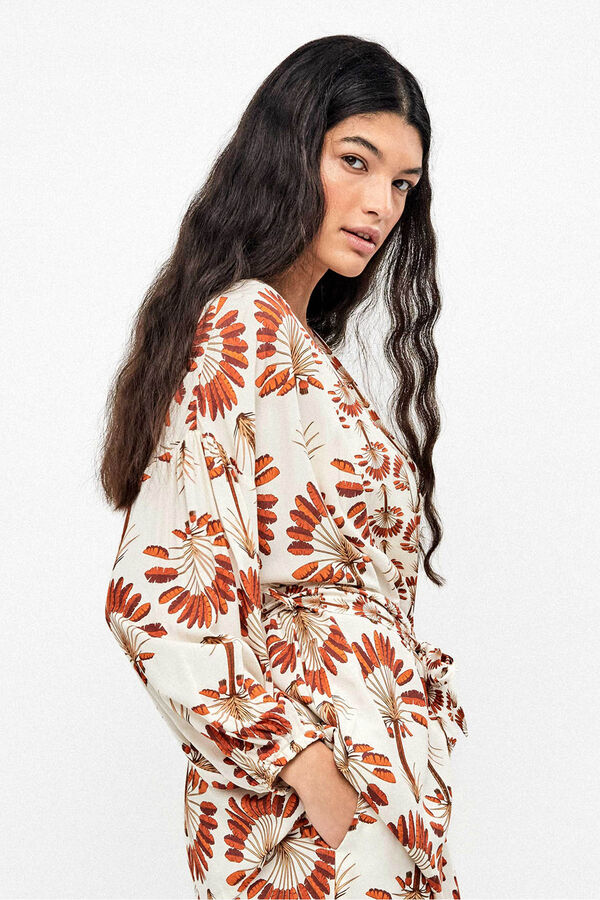 Gisela Kimono estampado palmeras blanco