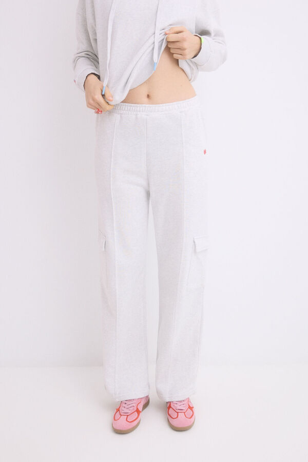 HI&BYE Cal&ccedil;as compridas flare felpa cinzentas cinzento