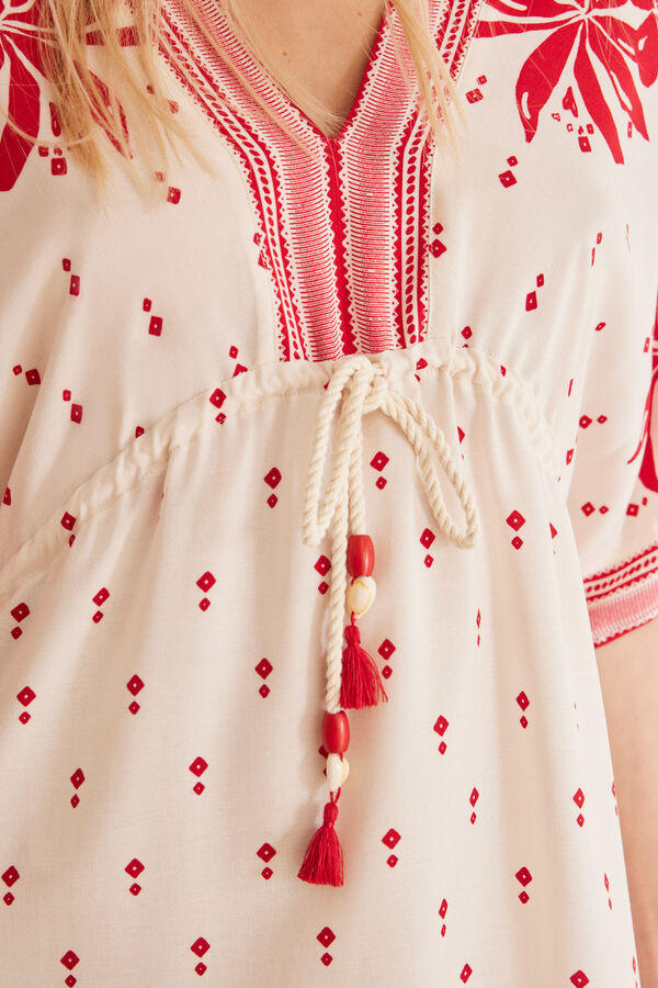 Women'secret Camisola playa estampado floral burdeos