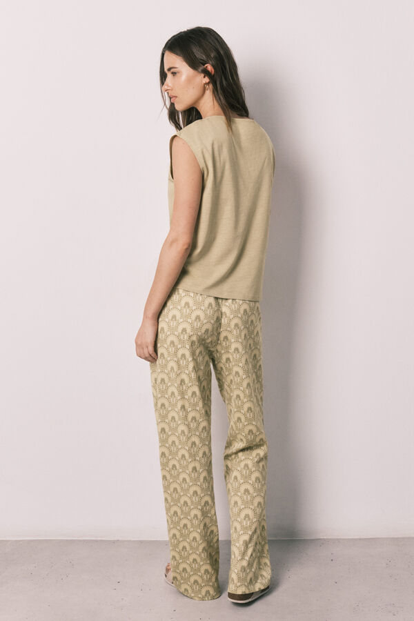 Women'secret Pijama largo algod&oacute;n nudo kaki
