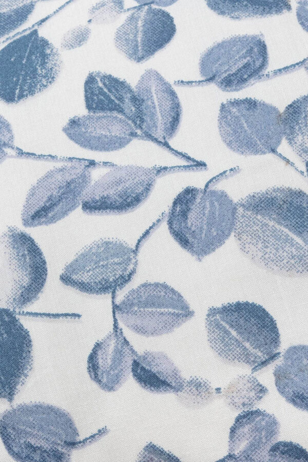 Textura Funda coj&iacute;n hojas algod&oacute;n percal 55x55cm. azul