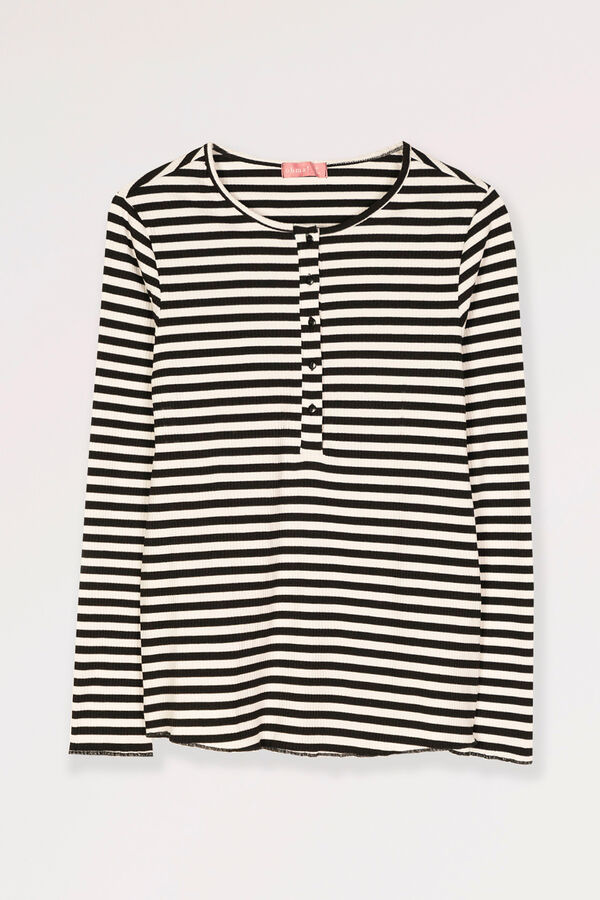 Ohma! Camiseta Lactancia Canalé A Rayas negro