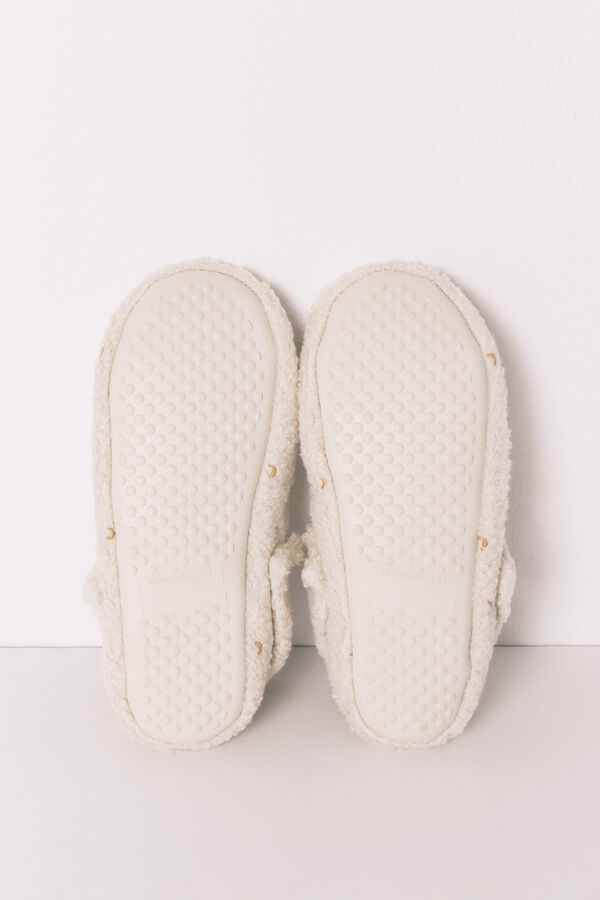 Women'secret Zapatillas casa borreguito blanco brillo marfil