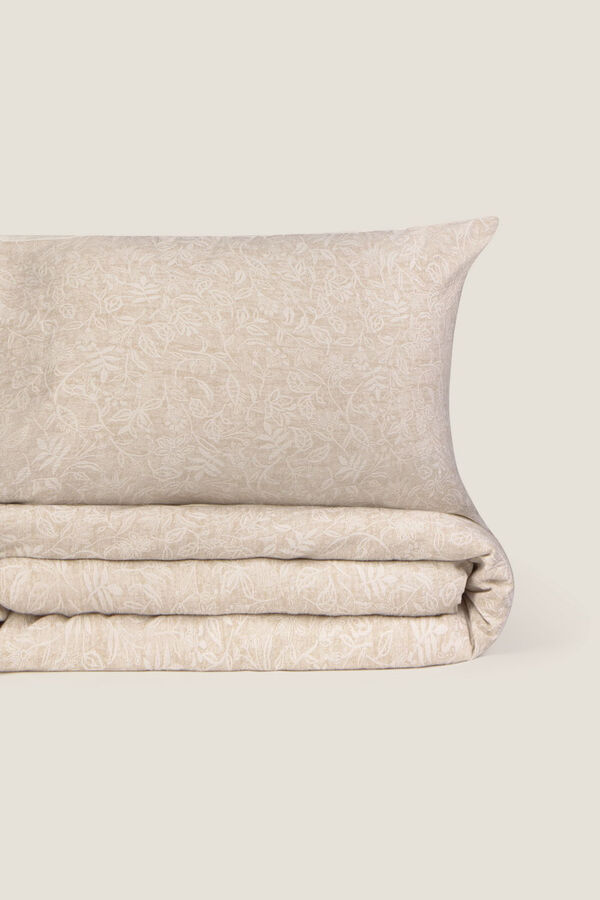 Textura Capa de edred&atilde;o com estrutura floral bege