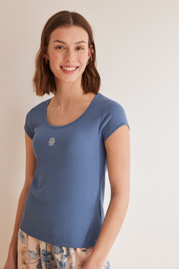 Women'secret Camiseta algodón azul azul