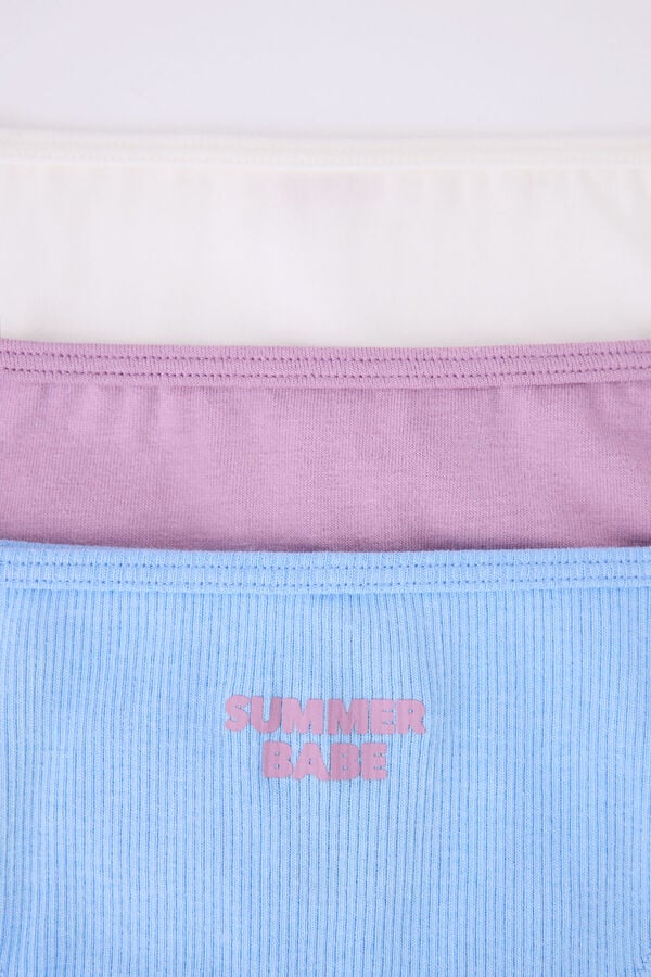 HI&BYE Pack 3 bragas brasile&ntilde;as blanco, azul, lila blanco