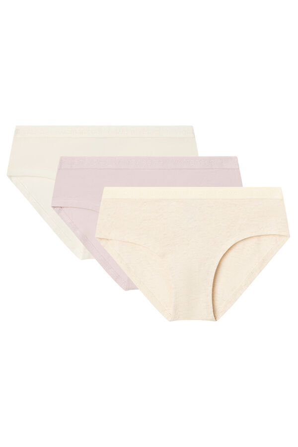 Women'secret Pack de 3 cuecas largas de algod&atilde;o com logo branco