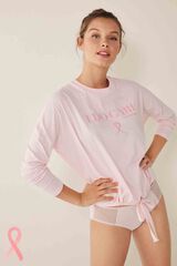 Womensecret T-shirt manga comprida "I DO CARE" rosa