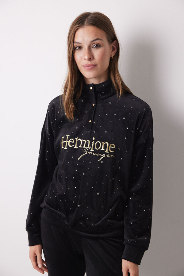 Women'secret Pijama largo terciopelo negro Hermione negro