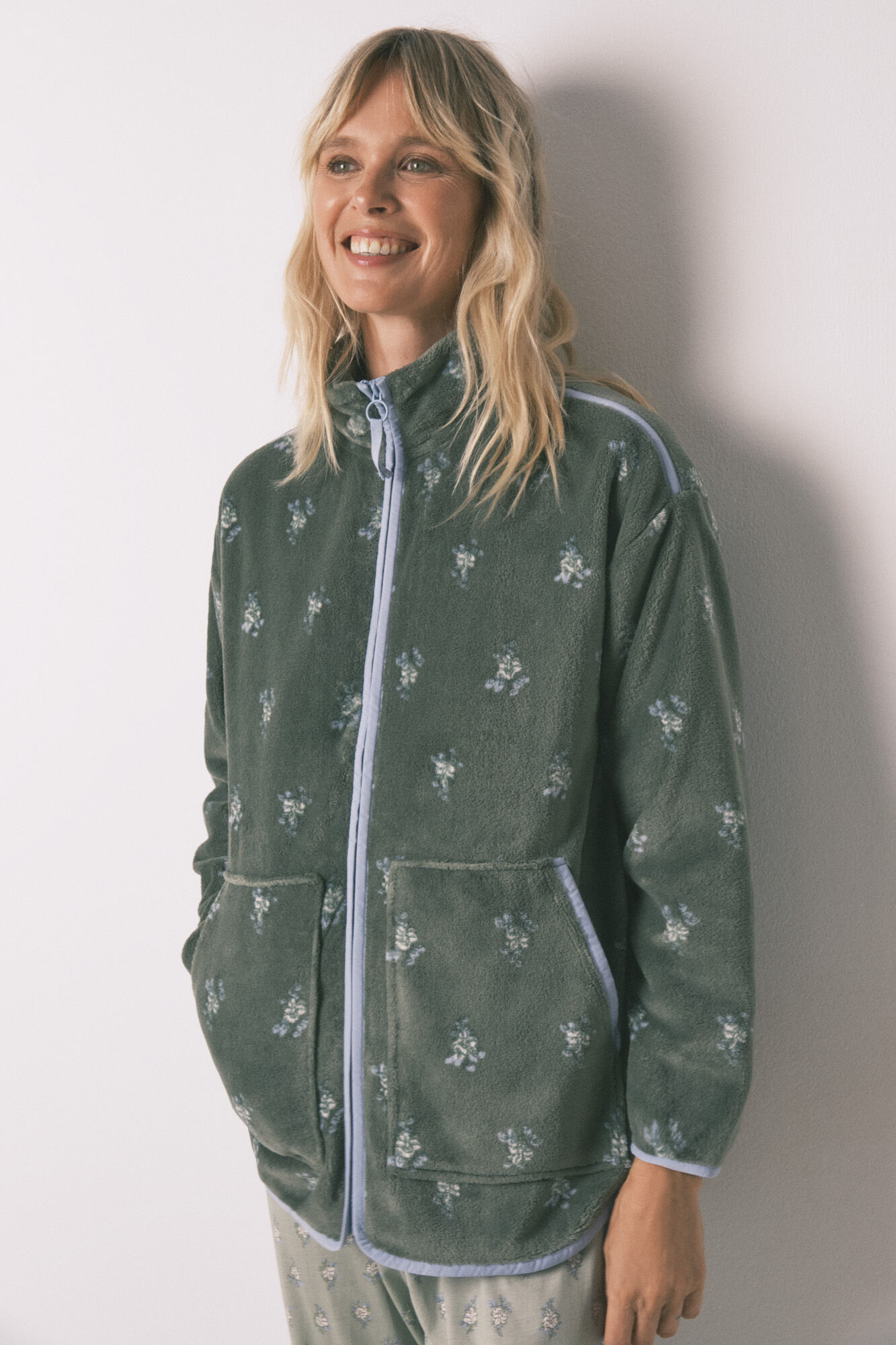 Women'secret Robe polar com estampa floral