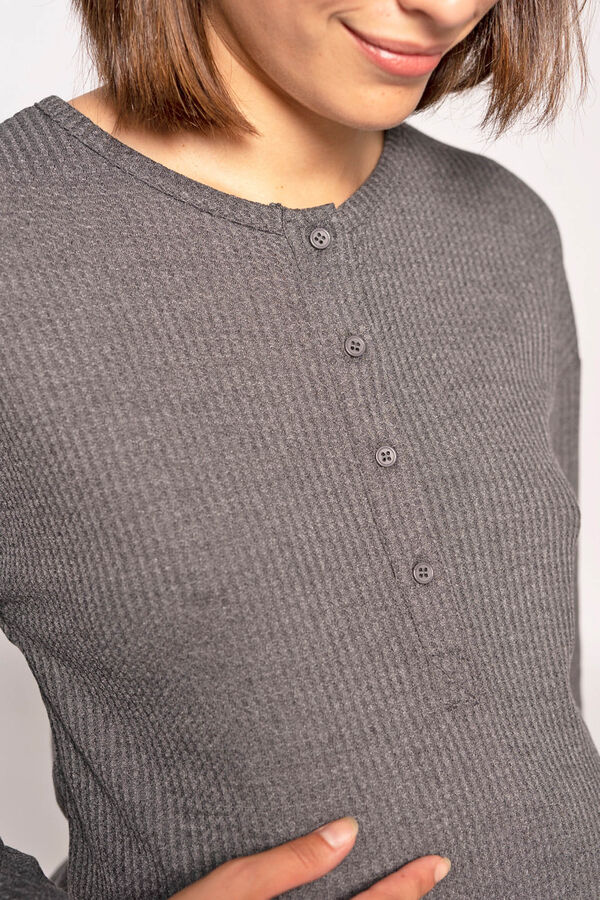 Ohma! T-shirt amamentação home tecido canvas cinzento