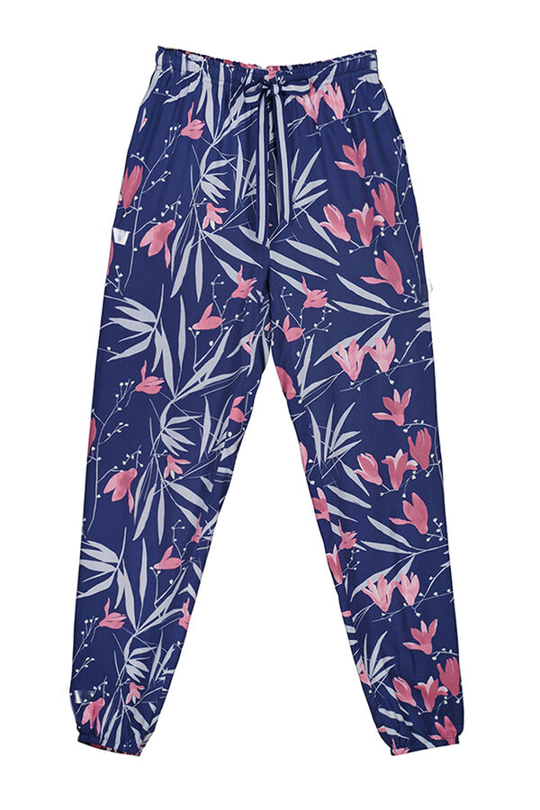 Women'secret Pantal&oacute;n largo estampado flores Moniquilla azul estampado