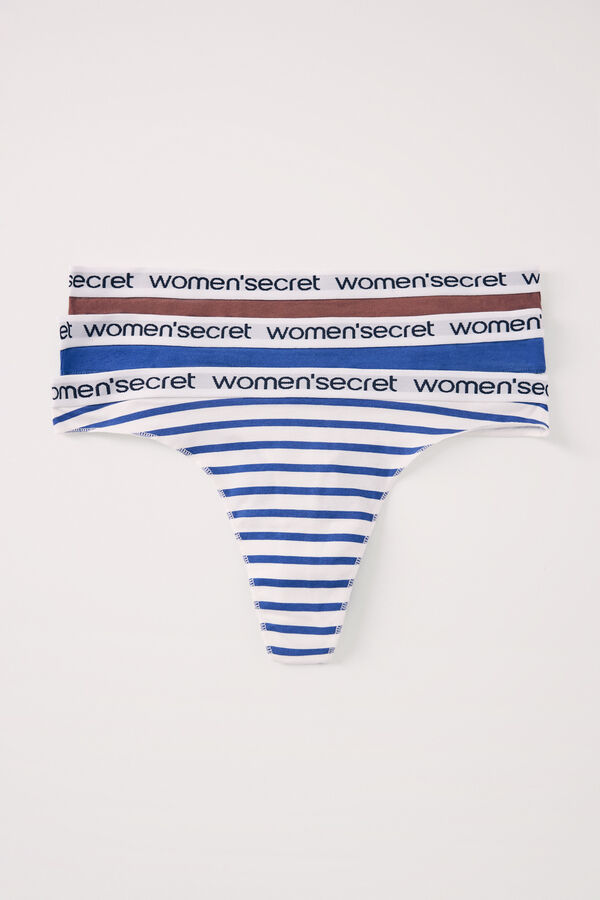 Women'secret Pack 3 tangas algod&oacute;n logo azul