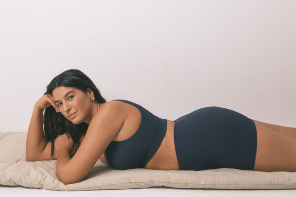 Women'secret LOVELY top azul escuro canelado sem costura azul