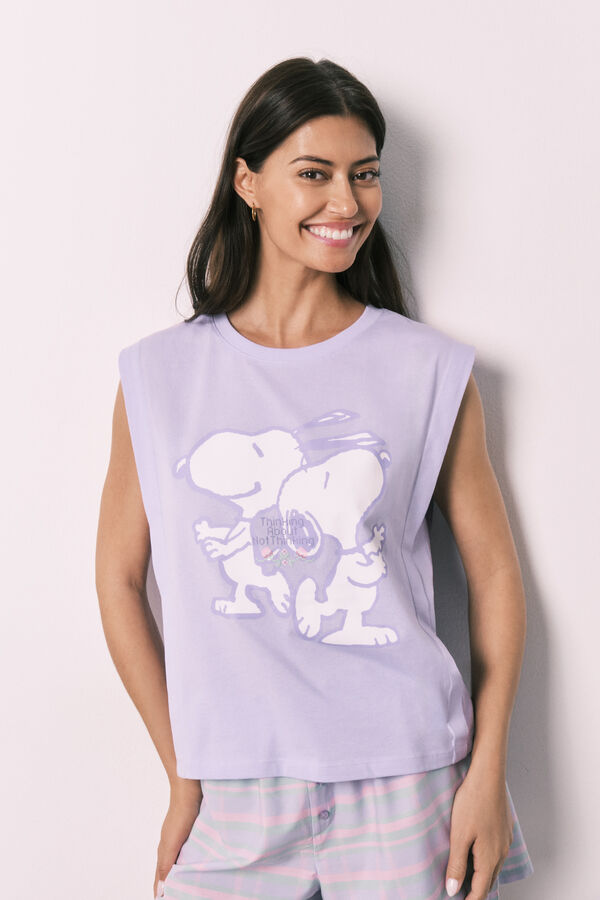 Women'secret Pijama curto em algod&atilde;o Snoopy rosa