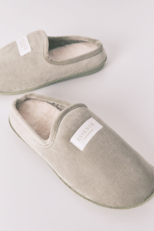 Women'secret Zapatillas casa velour verde kaki