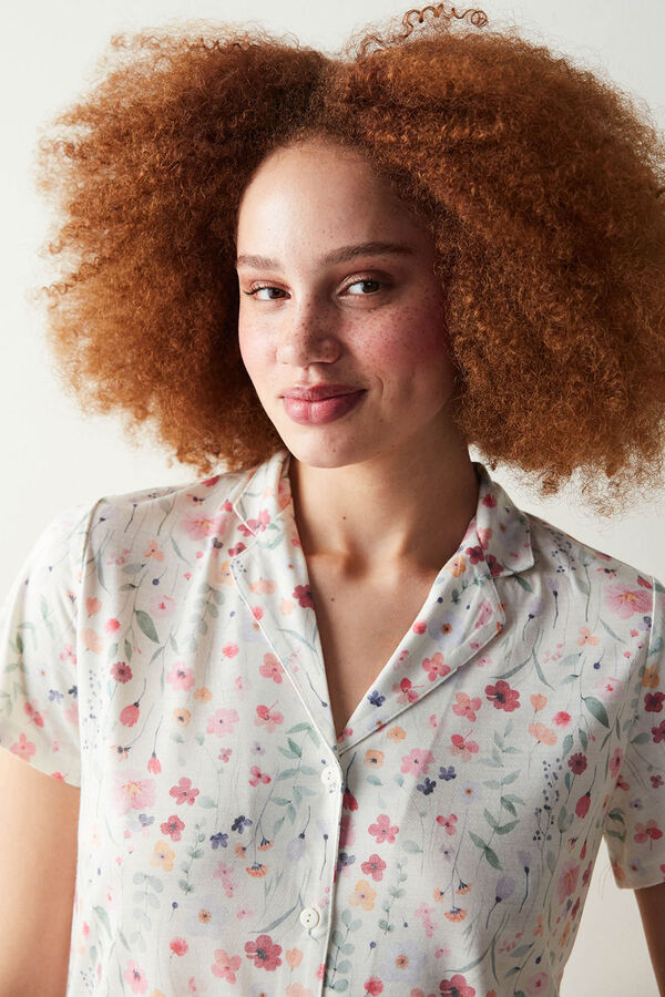 Penti Conjunto de pijama com camisola e cal&ccedil;a flores de primavera estampado