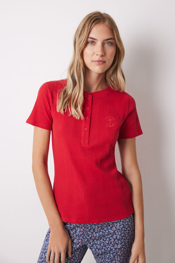 Women'secret Camiseta algod&oacute;n manga corta rojo rojo