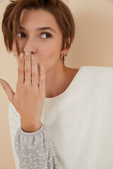 Women'secret Pijama largo polar mousse estampado tricot marfil