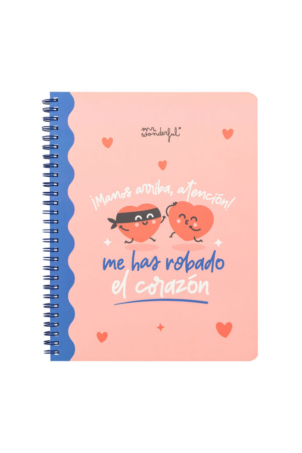Mr. Wonderful Caderno A5 &ndash; M&atilde;os ao alto, aten&ccedil;&atilde;o! voc&ecirc; roubou meu cora&ccedil;&atilde;o estampado