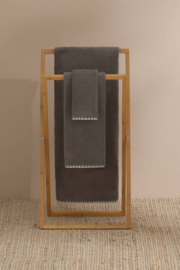 Textura Toalla tocador pespunte decorativo algod&oacute;n 30x50cm. gris