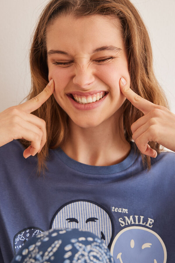 Women'secret Sweatshirt 100% algod&atilde;o azul SmileyWorld &reg; azul