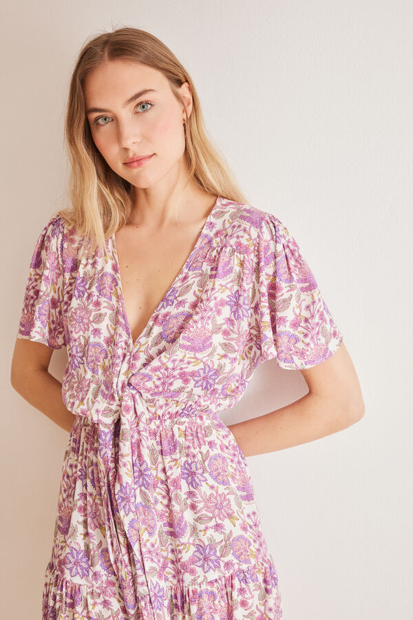 Women'secret Vestido corto estampado floral rosa