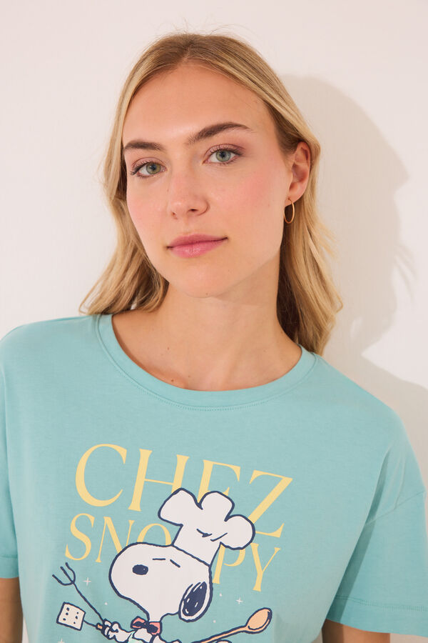 Women'secret Pijama curto verde Snoopy 100% algodão verde