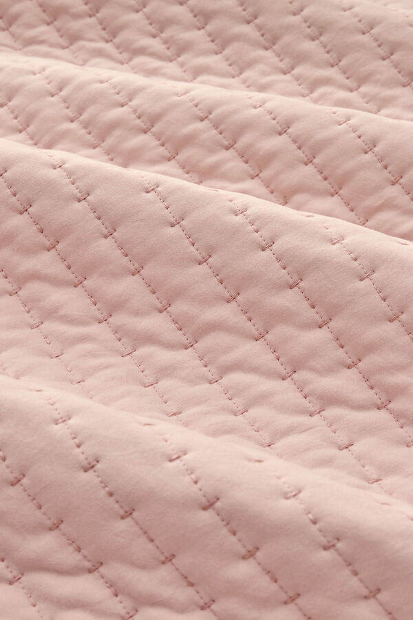 Textura Colcha lisa com costura riscas rosa
