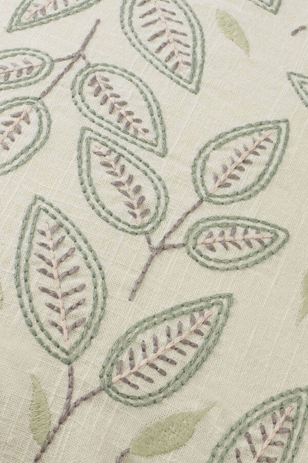 Textura Capa travesseiro algod&atilde;o folhas bege